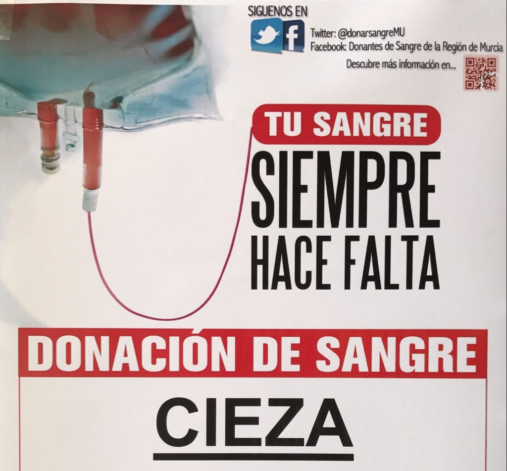 Imagen de cartel de la jornada de donación de sangre en Cieza.