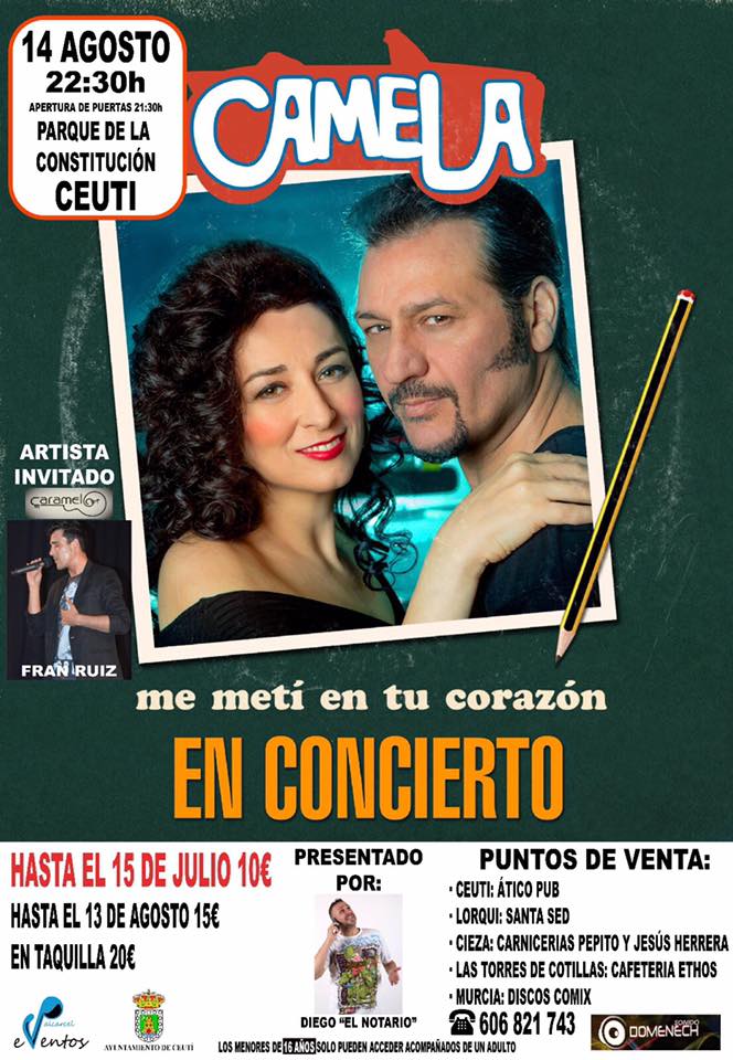 Resultado de imagen de 14 agosto 2017 concierto camela en ceuti Murcia