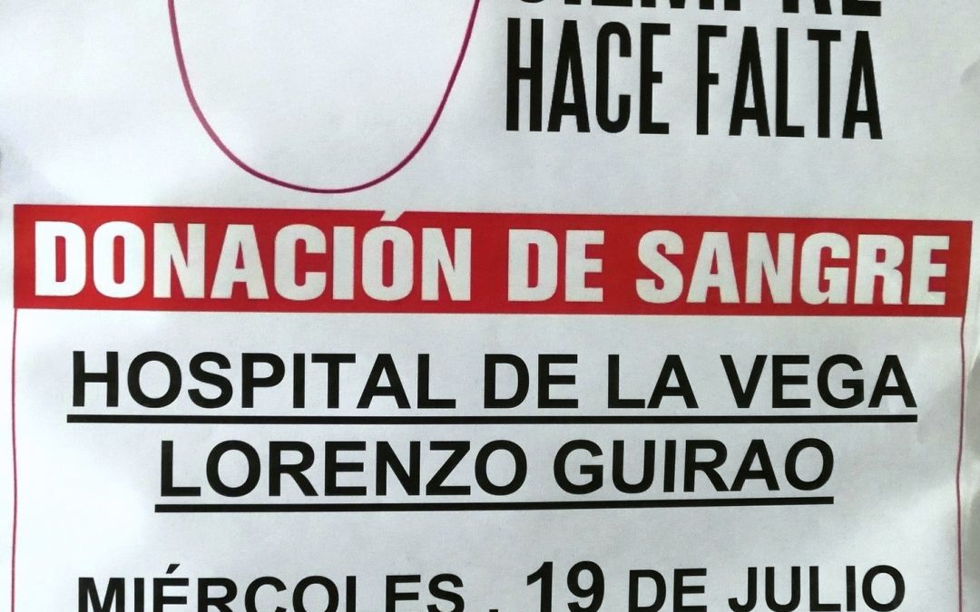 Cartel de la jornada de donación extraordinaria de sangre en el Hospital Lorenzo Guirao de Cieza.
