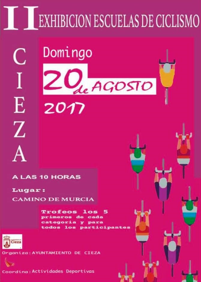 Cartel de las carreras y exhibición de escuelas de ciclismo en Cieza.