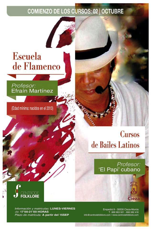 Cartel del nuevo curso de baile flamenco y latino centro de folklore de Cieza.