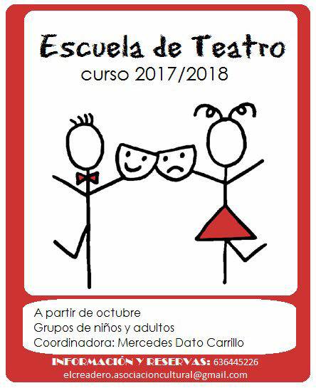 Cartel informativo sobre la Escuela de Teatro de la Asociación Cultural El Creadero Teatro de Cieza.