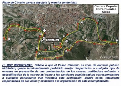 Mapa del Recorrido de la CARRERA POPULAR Los Puentes de Cieza organizada por OJE.