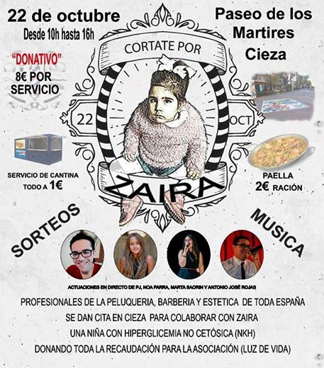 Cartel del evento solidario Córtate por Zaira en Cieza.