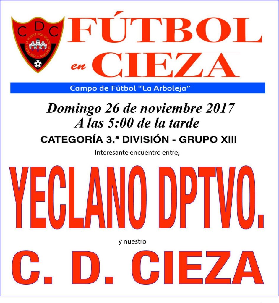 Foto del Cartel de fútbol en Cieza en la Arboleja contra el Yeclano Deportivo.