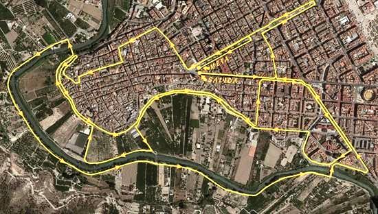 Fotografía del mapa del recorrido Media Maratón Ciudad de Cieza.