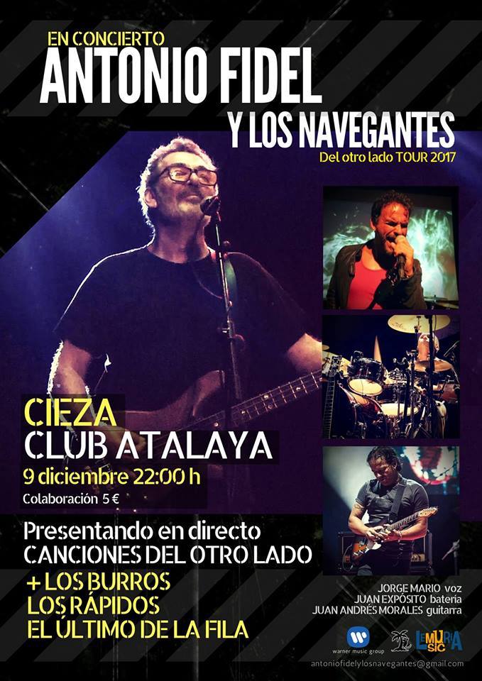 Cartel concierto Fidel y los Navegantes en Club Atalaya de Cieza.