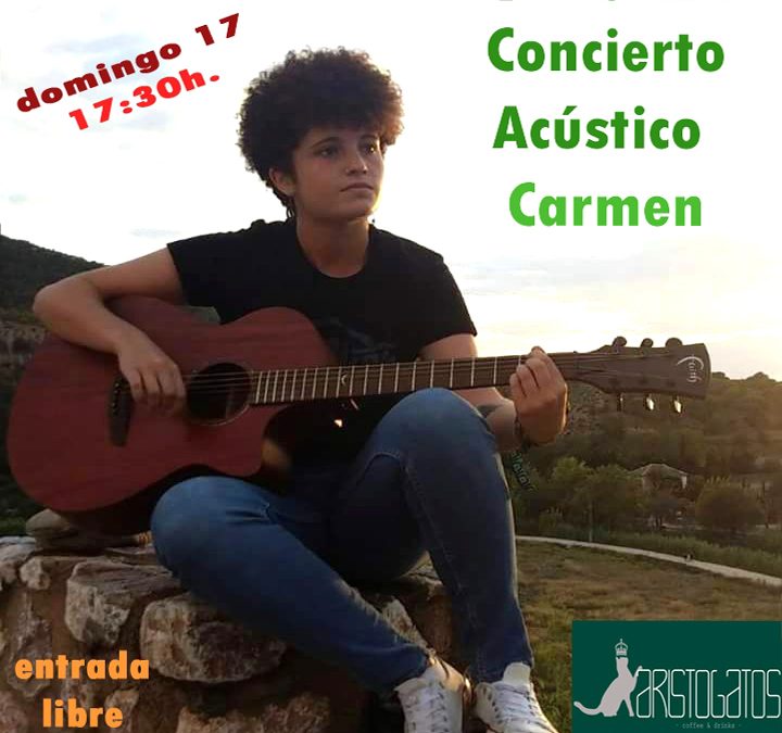 Fotografía del cartel del concierto de Carmen en Aristogatos Coffee de Cieza.