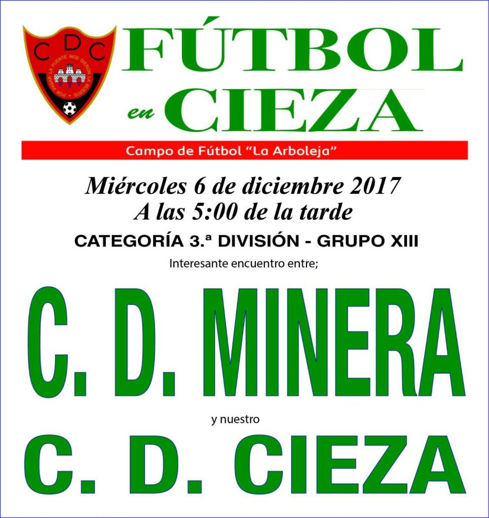 Imagen del cartel entre el Club Deportivo Cieza se enfrentará al Club Deportivo Minerva