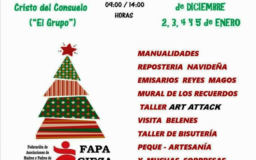 Montaje del Cartel del taller de navidad de Fapa Cieza.
