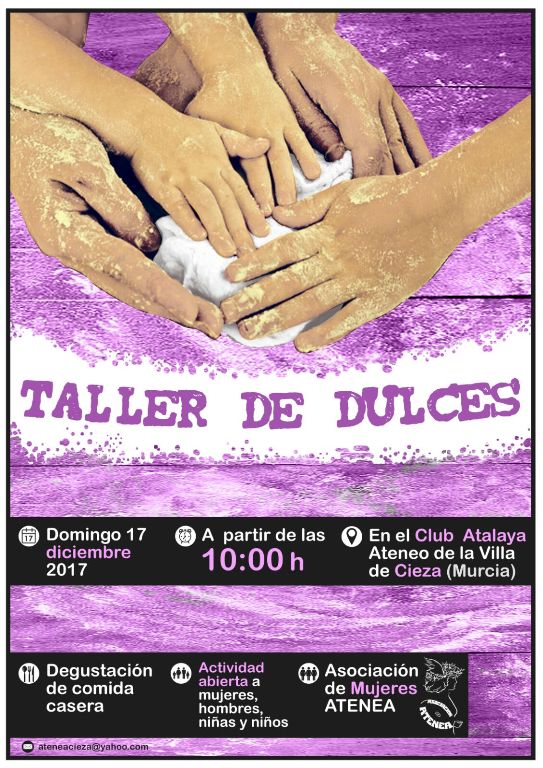 Imagen del cartel del 'Taller de Dulces' por la Asociación de Mujeres Atenea