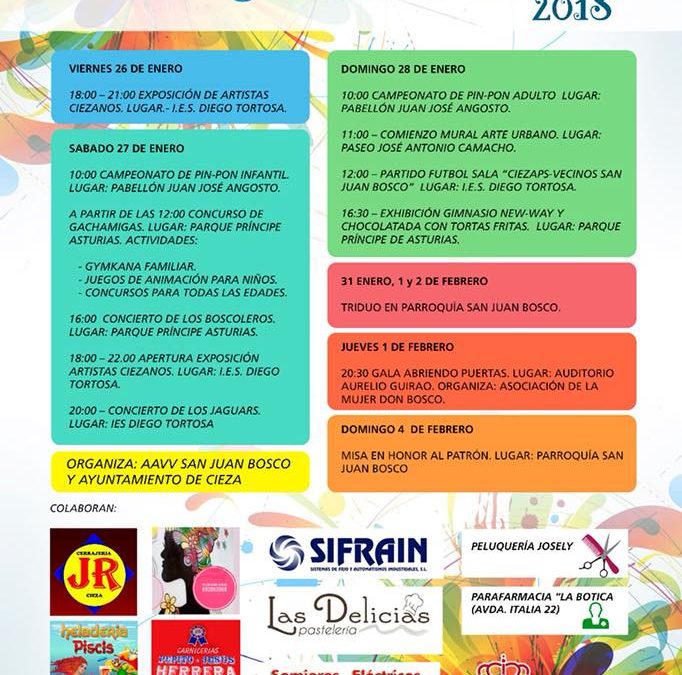 Cartel de la programación de las Fiestas de San Juan Bosco de Cieza.