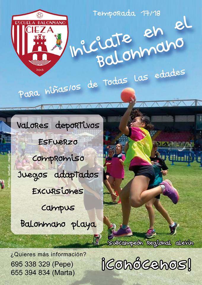 Imagen del Cartel promocional de la Escuela de Balonmano de Cieza.