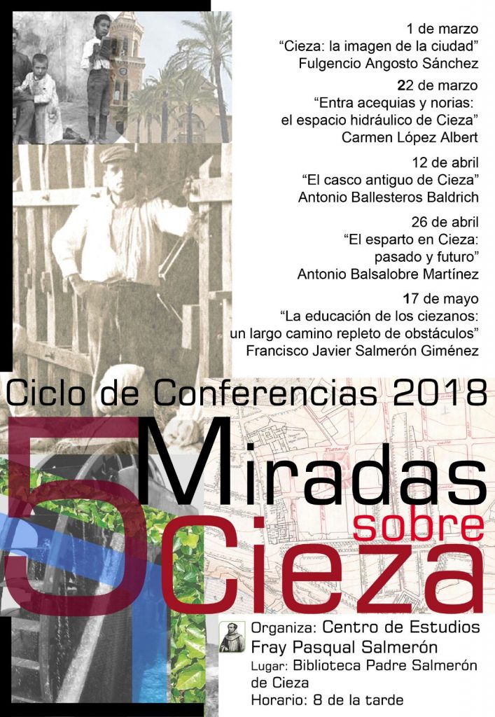 Cartel con todas las charlas del Centro Histórico Fray Pascual Salmerón de Cieza.