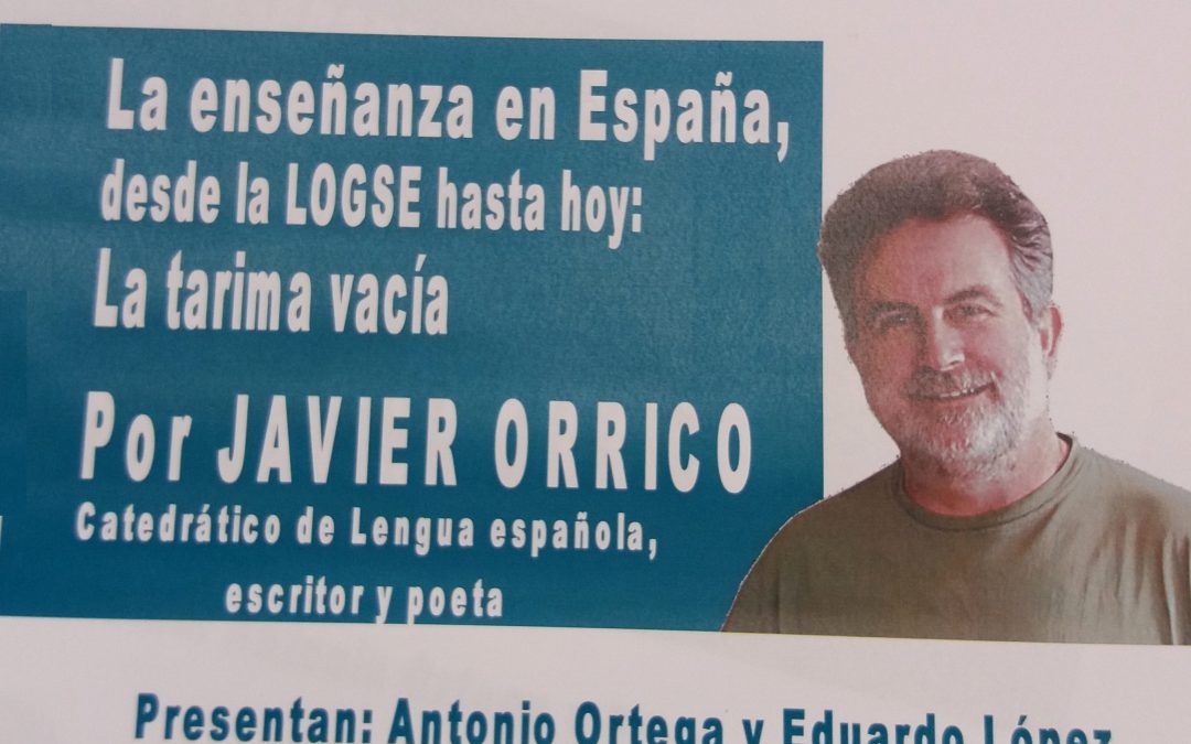 Cartel de la conferencia Eduardo Orrico en Cieza.