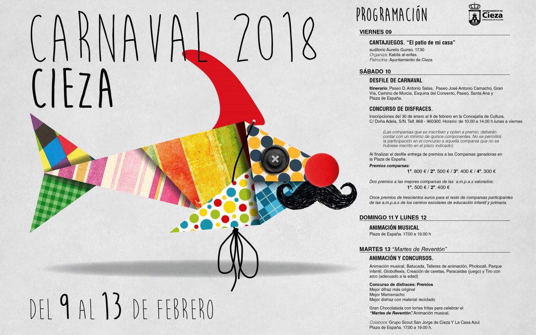 Imagen del cartel del programa del Carnaval de Cieza 2018.