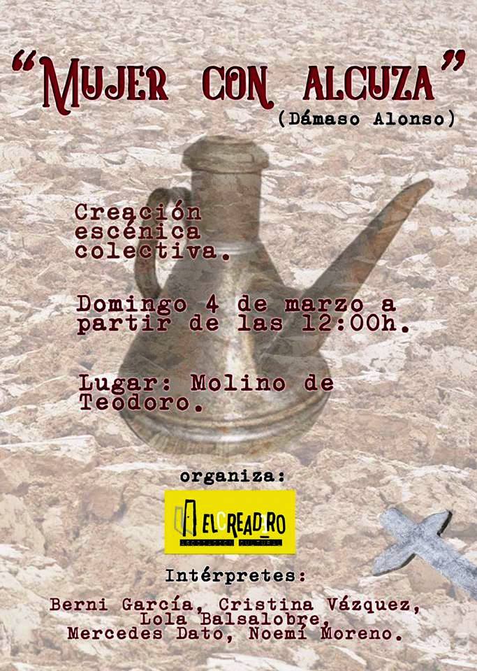 Imagen del cartel de Teatro Mujer con alcuza de Dámaso Alonso a cargo de El Creadero Asociación Cultural.