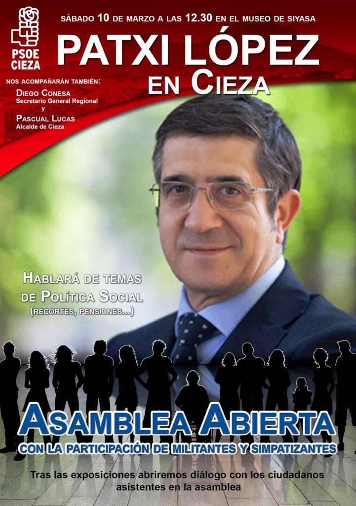 Foto del Cartel del Acto de Patxi López del PSOE en Cieza.