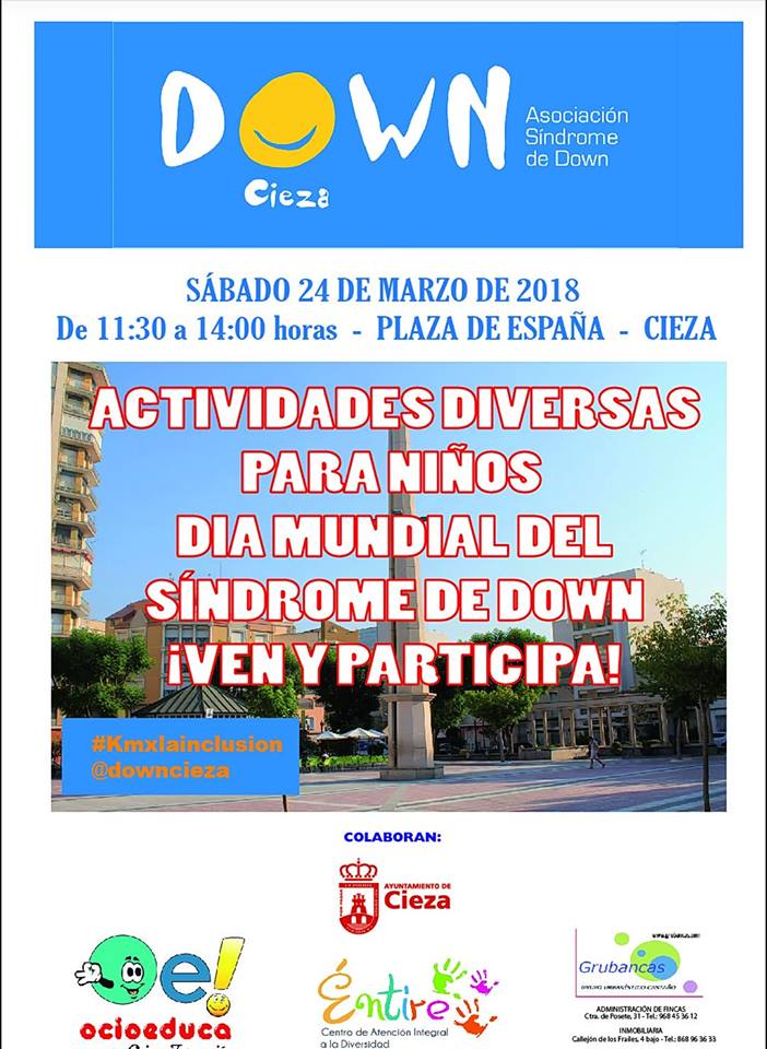 Cartel con la información por el Día Mundial del Síndrome de Down en Cieza.