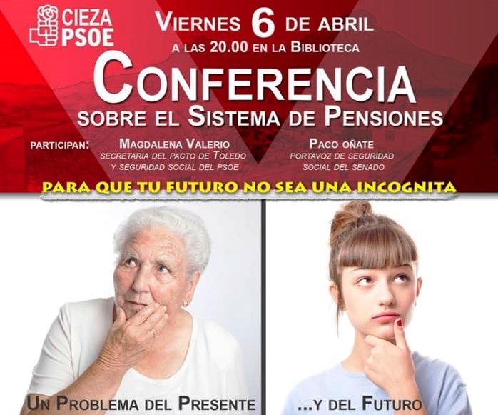 Conferencia del miembros del PSOE sobre pensiones en Cieza.