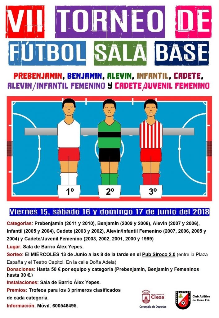 Cartel con la información del torneo de fútbol sala en Cieza.