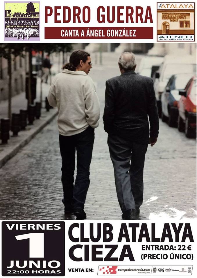imagen del Cartel del concierto de Pedro Guerra en el Club Atalaya de Cieza.