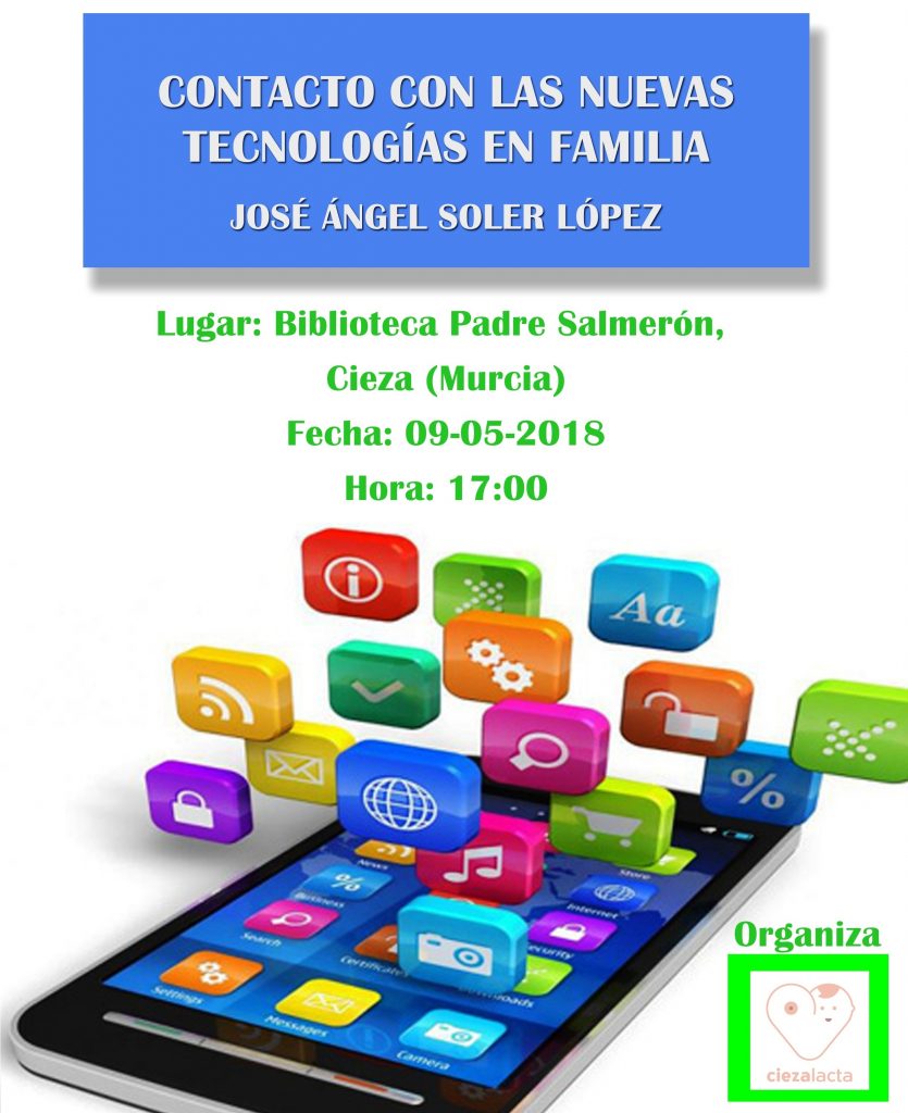 Cartel de la Charla Contacto con las nuevas tecnologías en familia en Cieza.