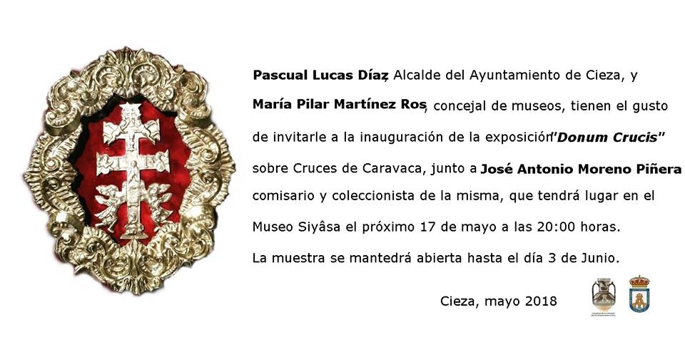Imagen de la Invitación a la exposición Cruces de Caravaca en el Museo de Siyâsa de Cieza.