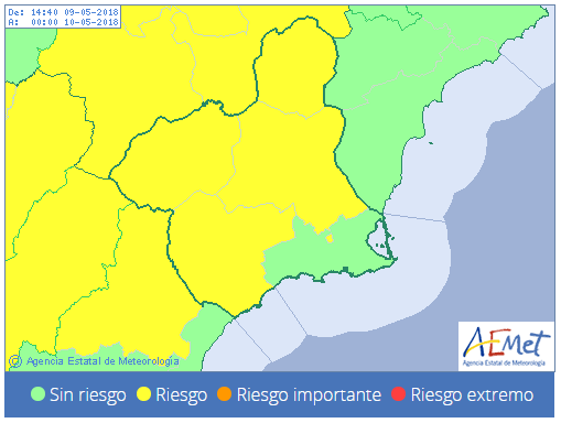 Imagen del Mapa por tormentas en Cieza, Valle de Ricote y Murcia.