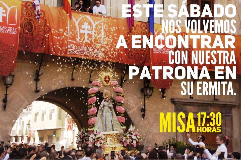 Foto con la información de la Misa de la Virgen Buen Suceso Ermita en Cieza.
