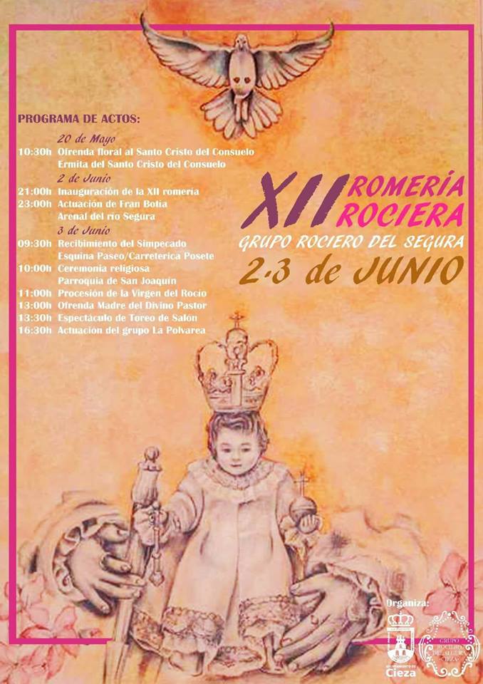 Cartel informativo de la Romería Rociera en Cieza.