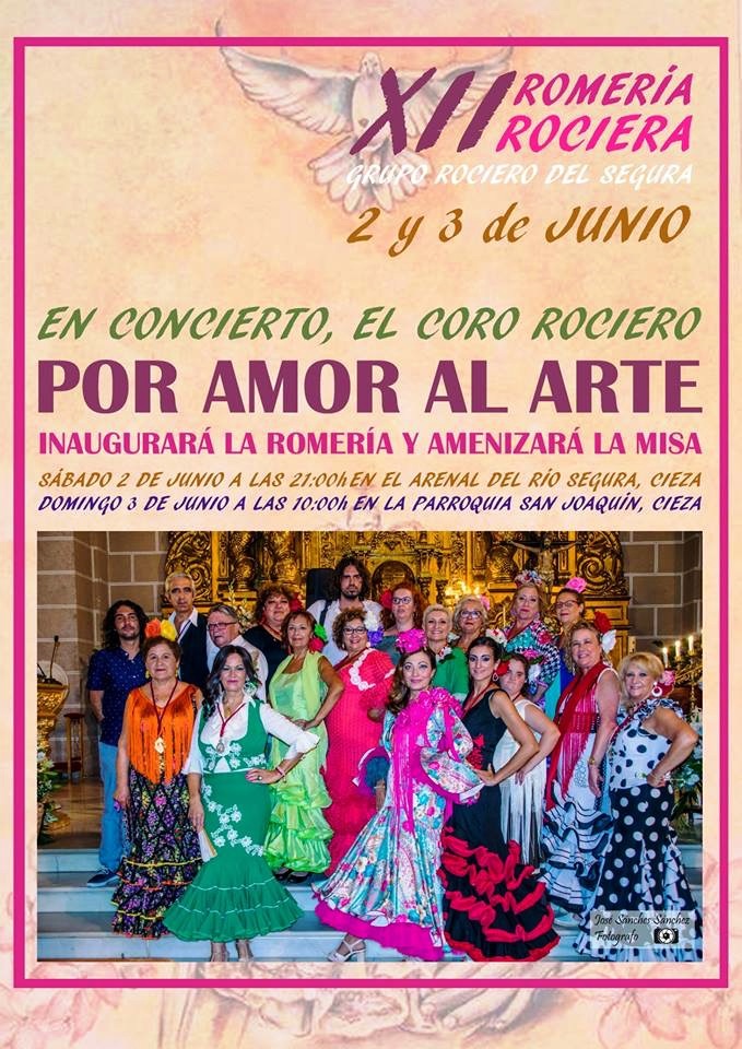 Cartel de la Información de la Romería Rociera con el Concierto de Por Amor al Arte en Cieza.