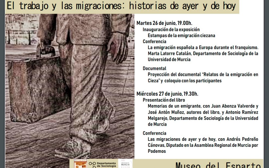 cartel de las charlas sobre la emigración en Cieza.