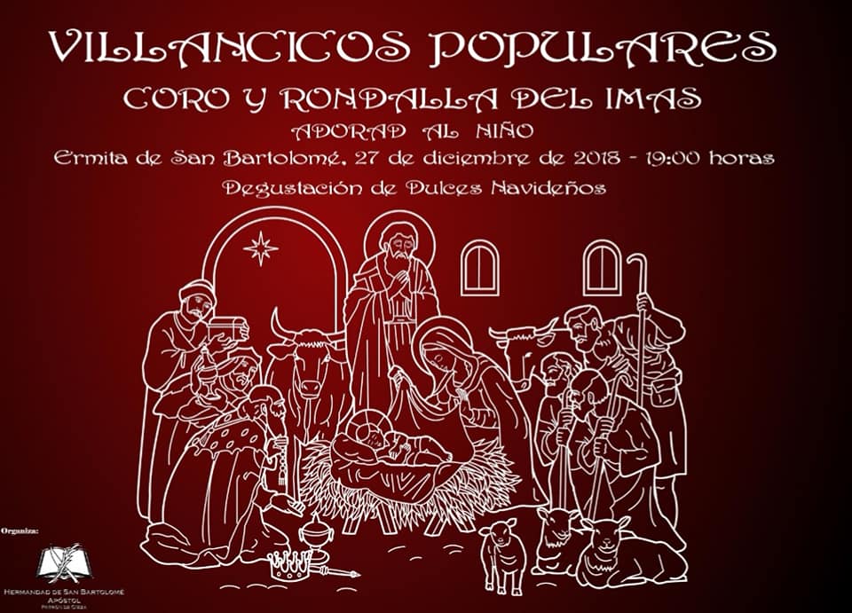 Cartel del concierto de villancicos en la Ermita de San Bartolomé de Cieza.
