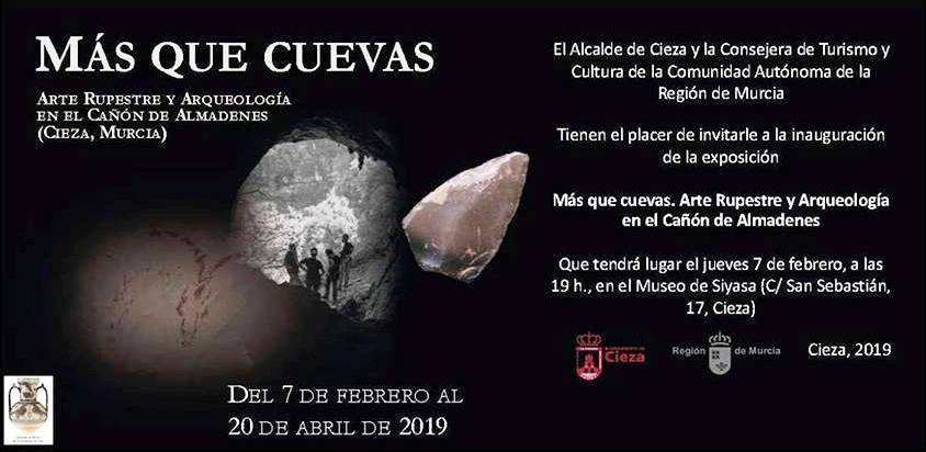 Cartel de la exposición Mas que Cuevas, Cañón de Almadenes, y Cueva del Arco en Cieza.