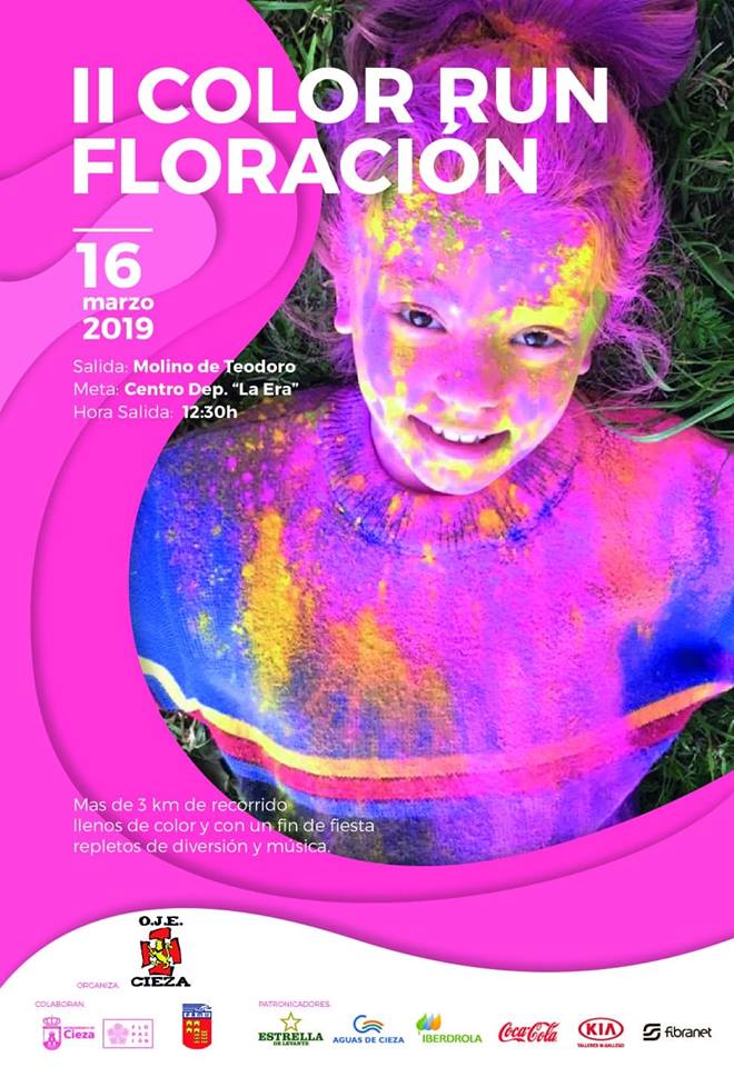 Cartel de la Color Run floración de Cieza 2019.