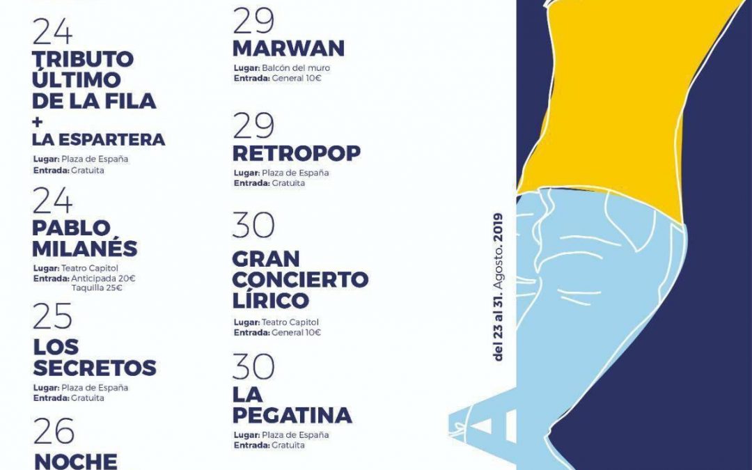 Miguel Campello, La Pegatina, Los Secretos, Pablo Milanés, Marwan, Retropop y mucho más, los conciertos de la Feria y Fiestas Cieza 2019