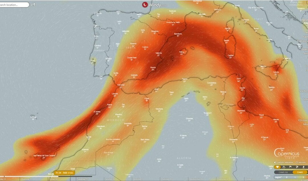 La nube de dióxido de azufre del volcán Cumbre Vieja llegará a la Región de Murcia